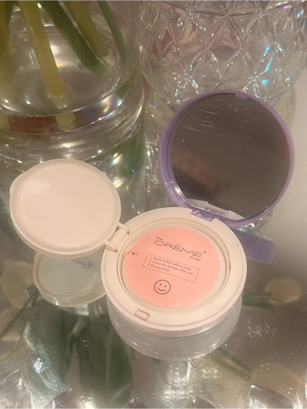 The Crème Shop Clean Canvas Purple Cushion Primer Color Correcting NEW K-Beauty